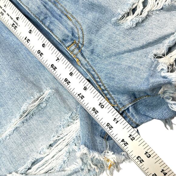 Baby Angel Denim Shorts Womens Size 4 Distressed Raw Hem Light Blue - Picture 5 of 9